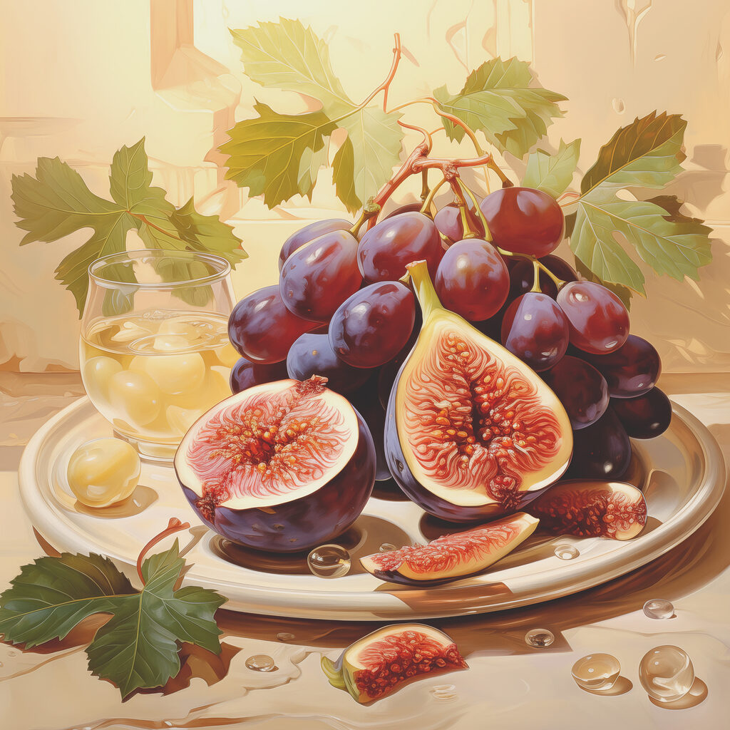 A plate of figs and grapes A plate of figs and grapes