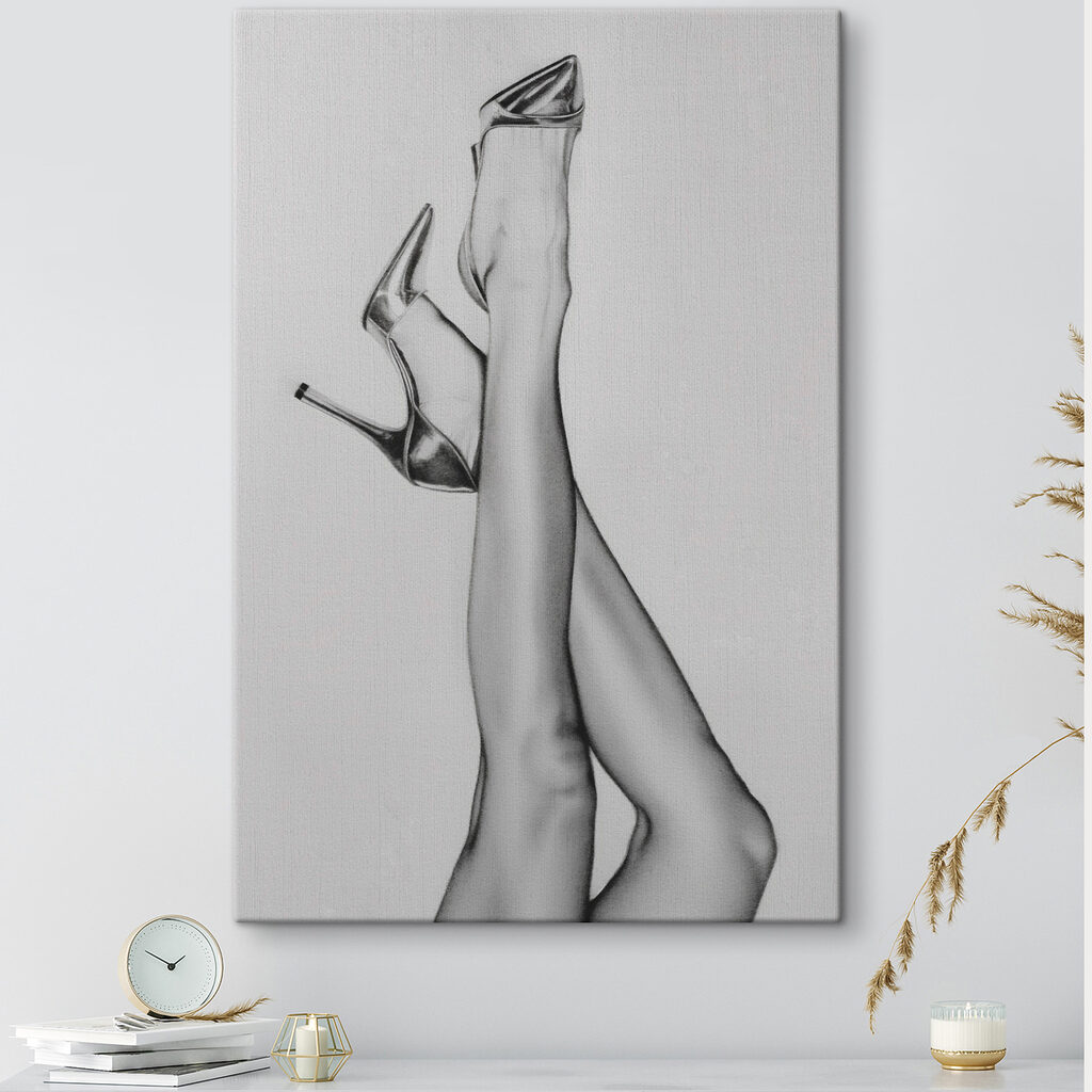 A drawing of a woman's legs and high heels