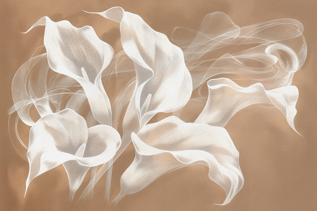 A white flowers on a brown background