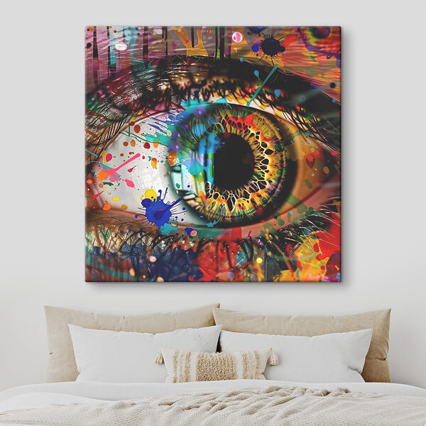 Colorful eye with artistic splashes