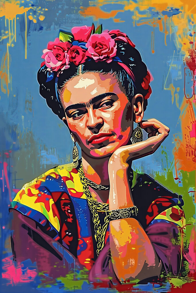 A painting of a woman with flowers in her hair