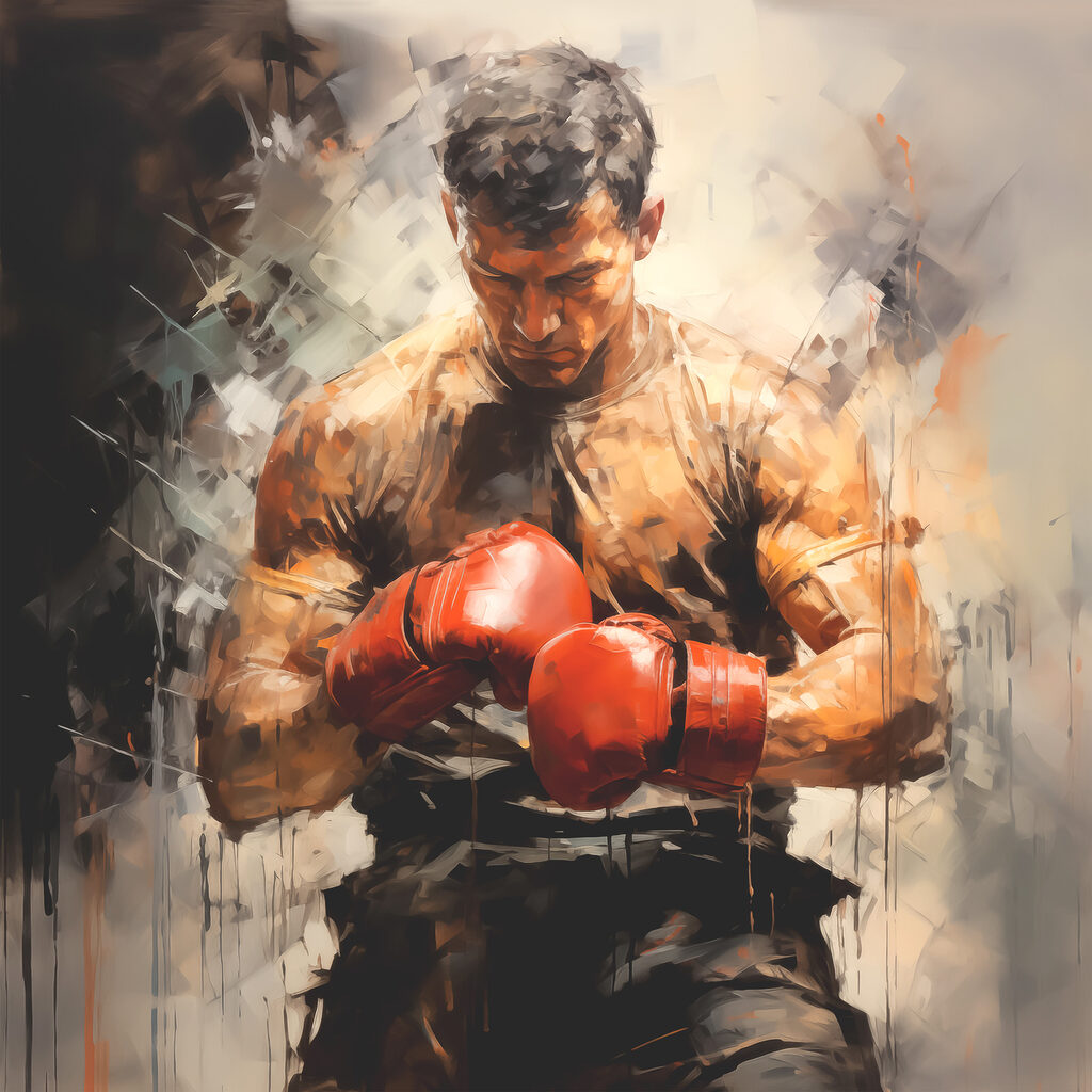 A man wearing boxing gloves A man wearing boxing gloves