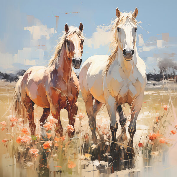 Two horses standing in a field Two horses standing in a field