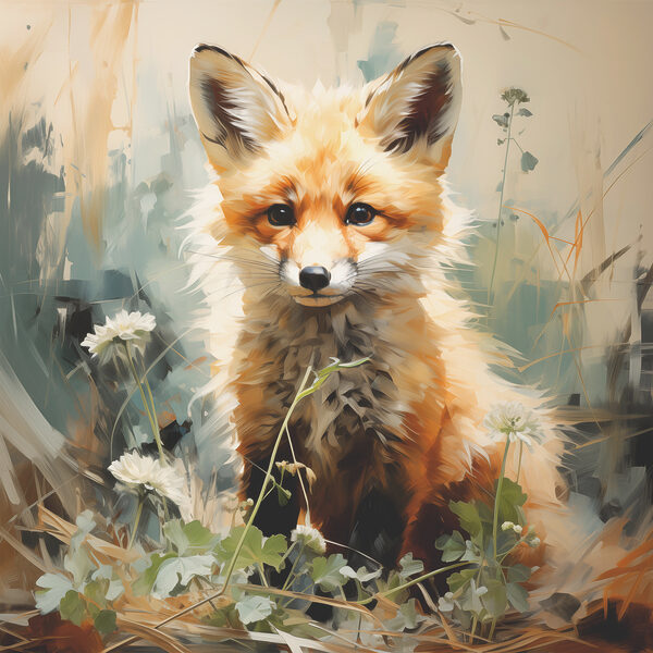 A fox sitting in grass