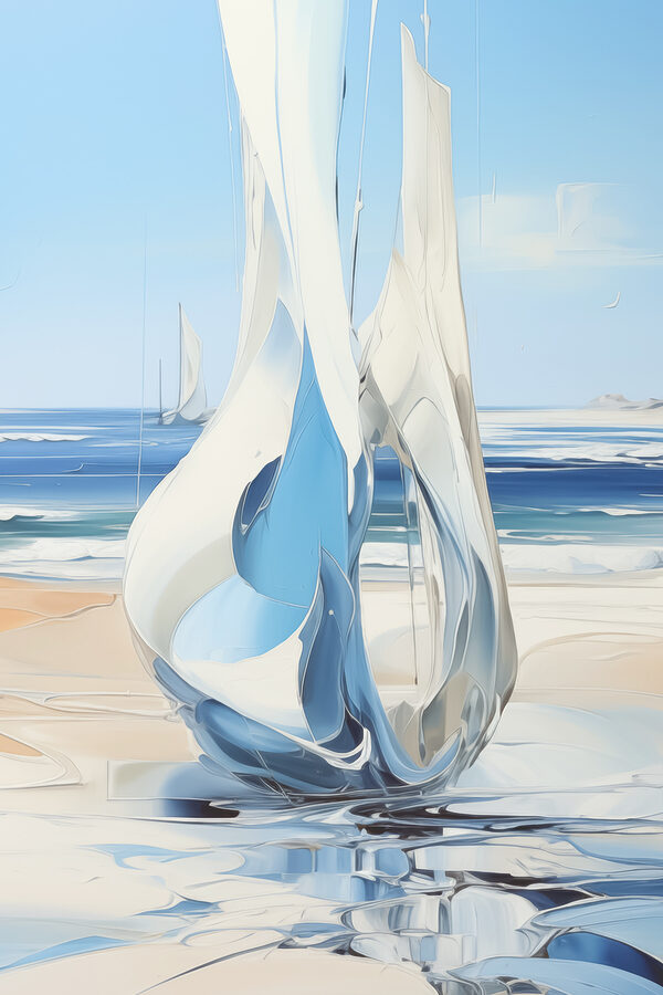 A sailboat on a beach