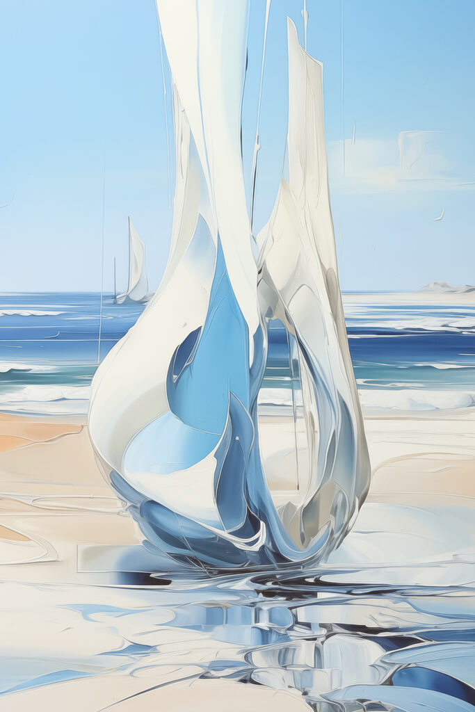 A sailboat on a beach