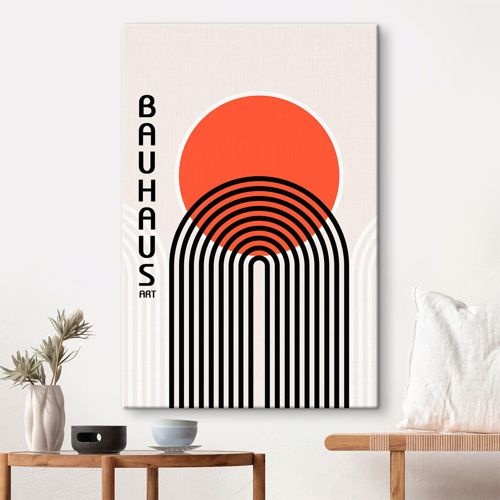 A graphic design with black lines and a red circle