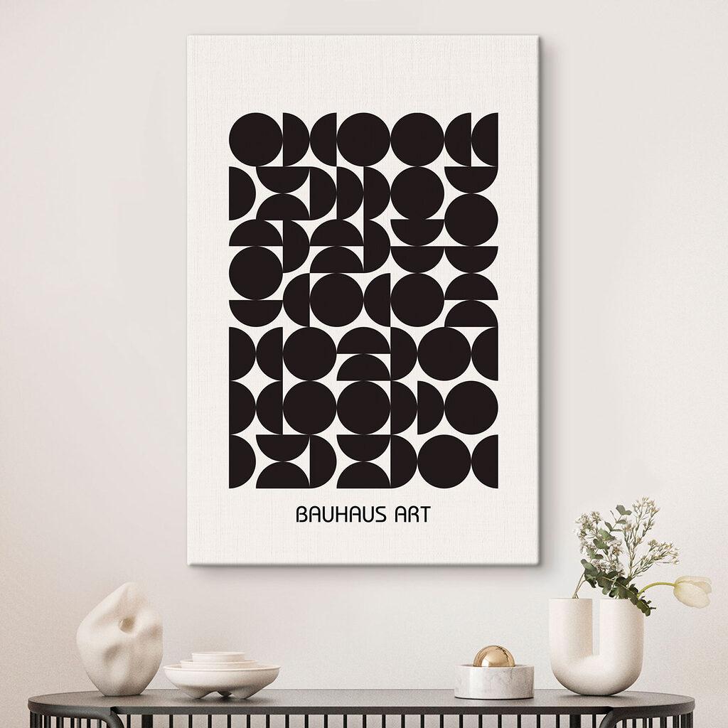 A black and white pattern of circles and half circles A black and white pattern of circles and half circles