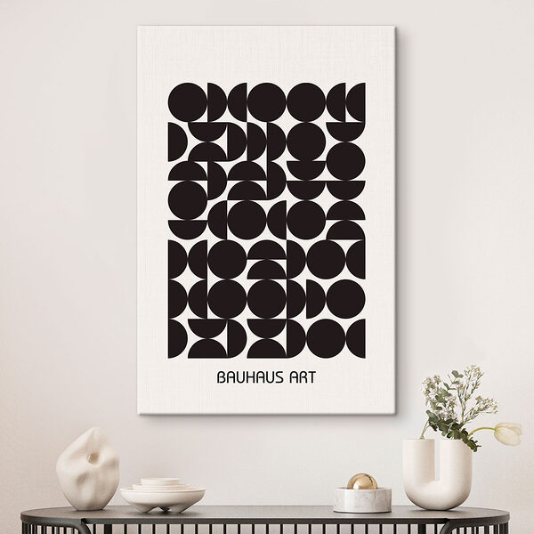 A black and white pattern of circles and half circles A black and white pattern of circles and half circles