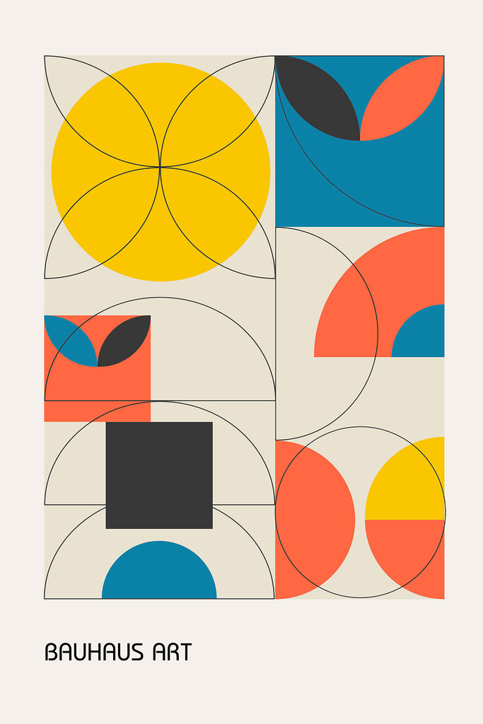 A colorful geometric shapes and circles