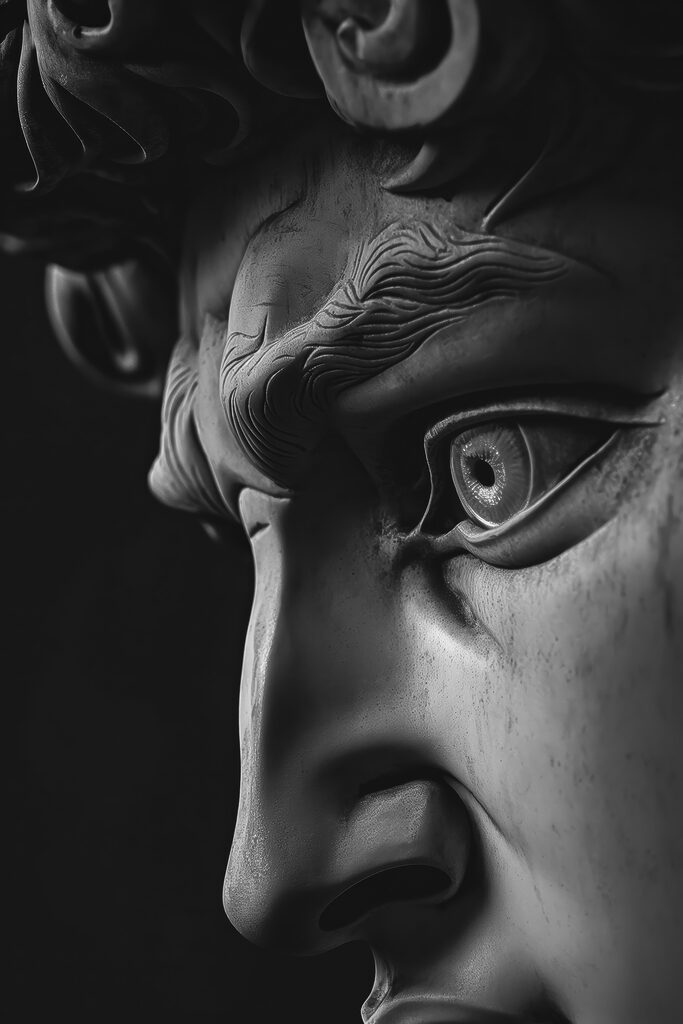 A statue of a man's face