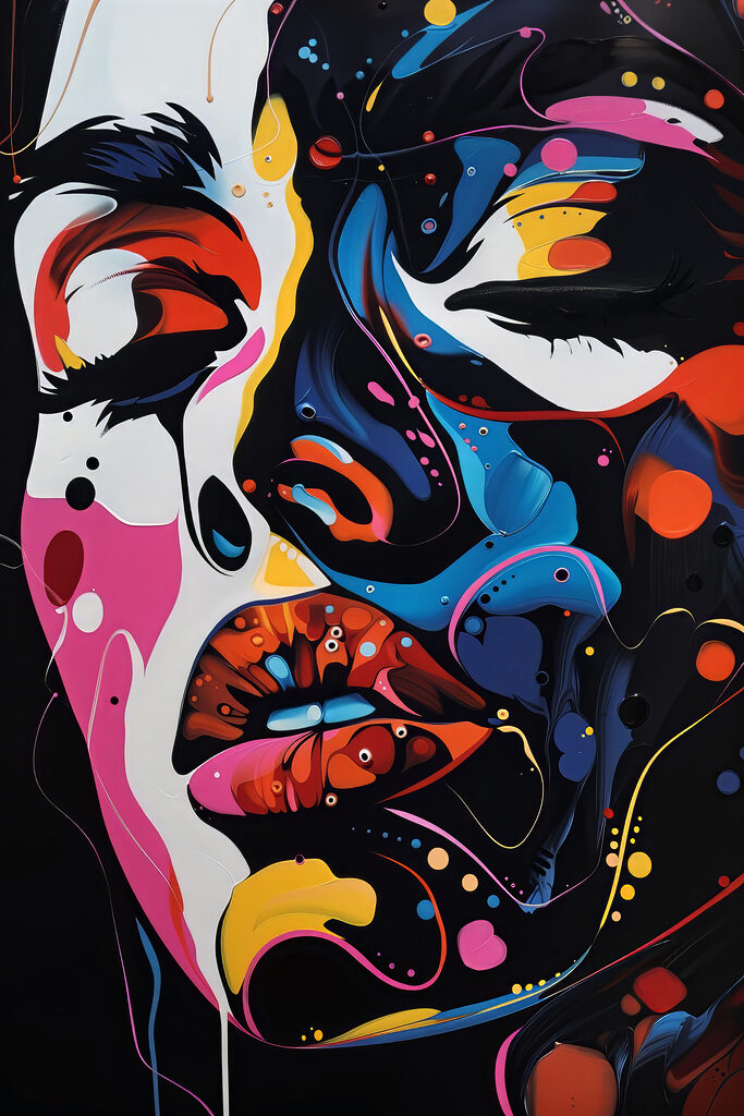 A painting of a woman's face A painting of a woman's face