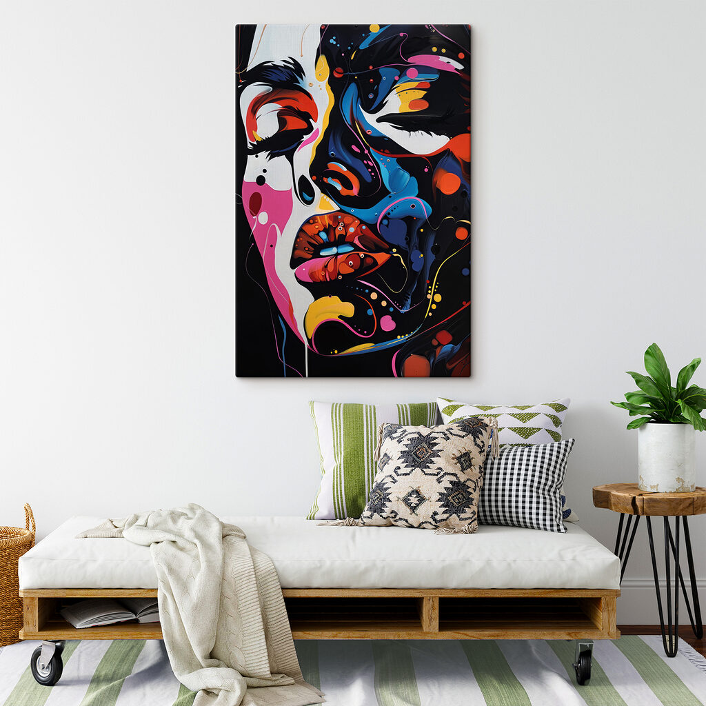 A painting of a woman's face A painting of a woman's face