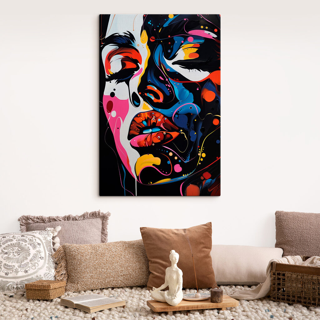 A painting of a woman's face A painting of a woman's face