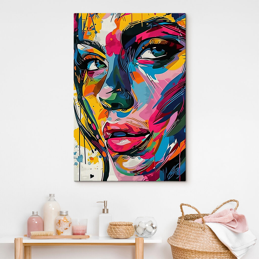 A colorful face of a woman A colorful face of a woman