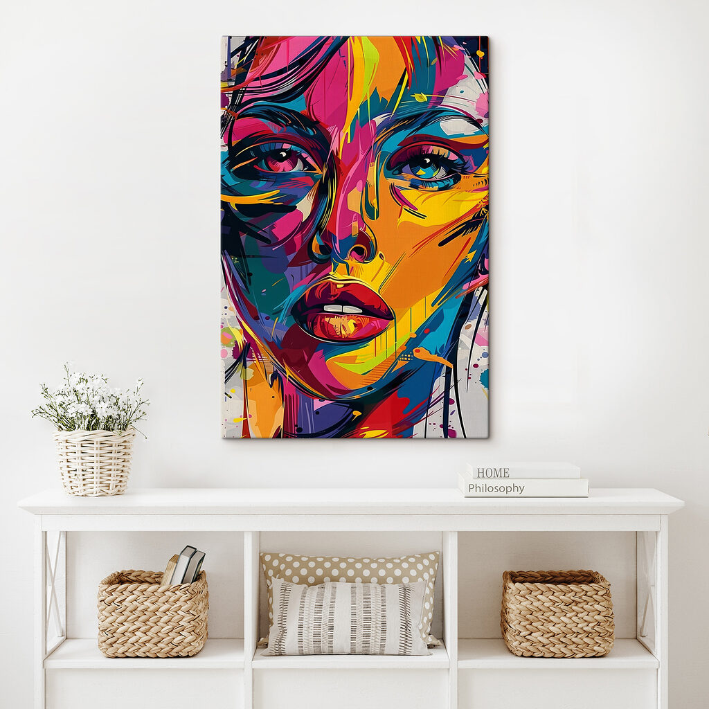 A colorful face of a woman