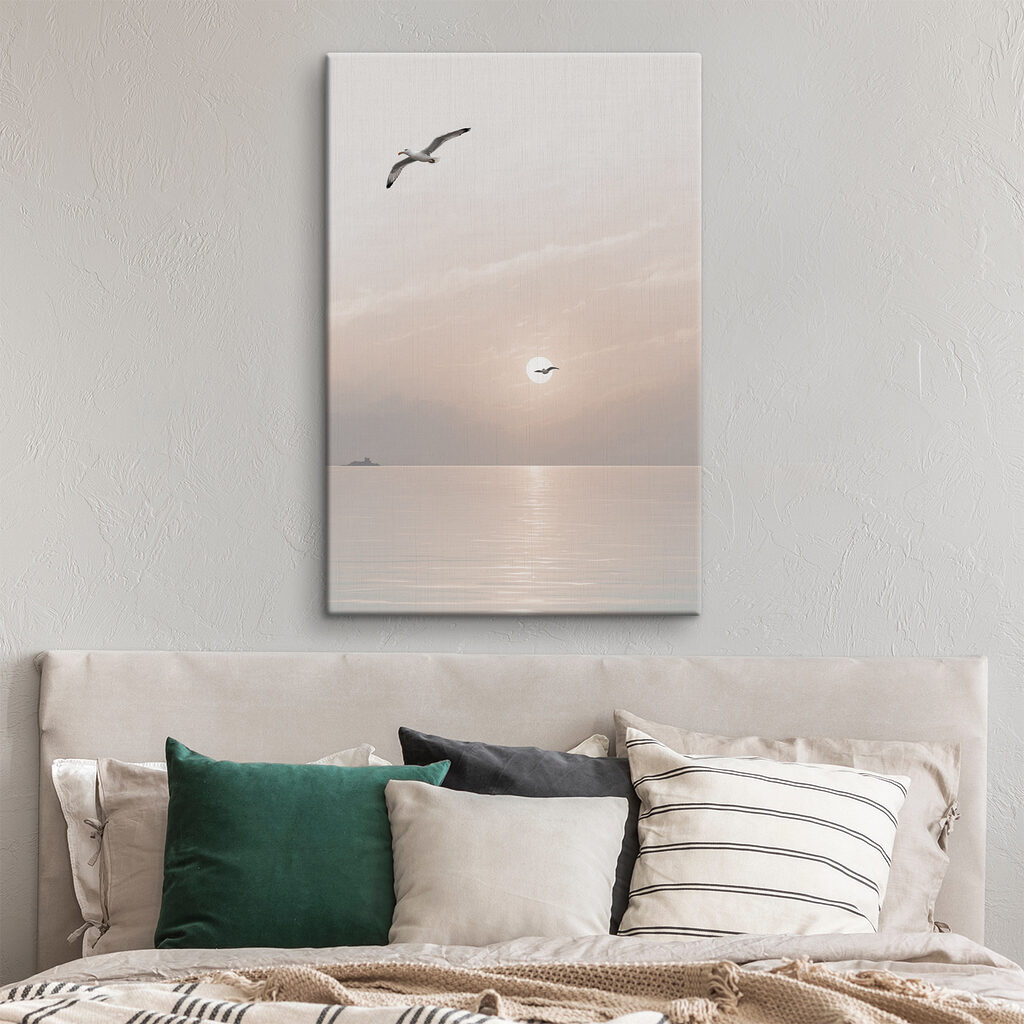 A seagull flying over water