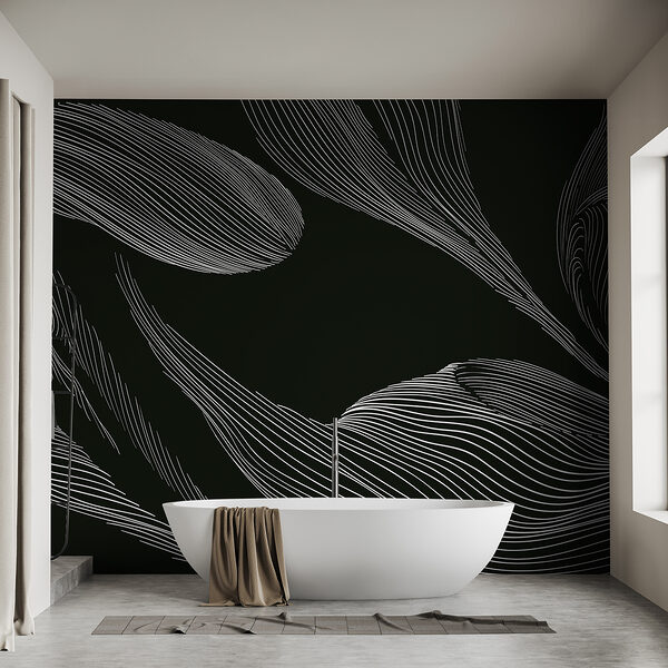 A white lines on a black background