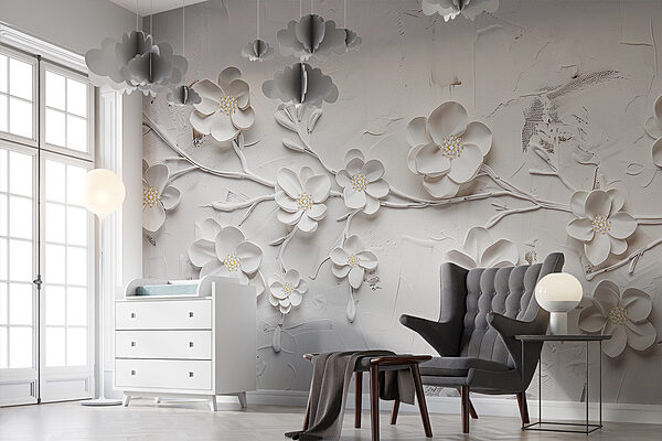 A white flowers on a white surface