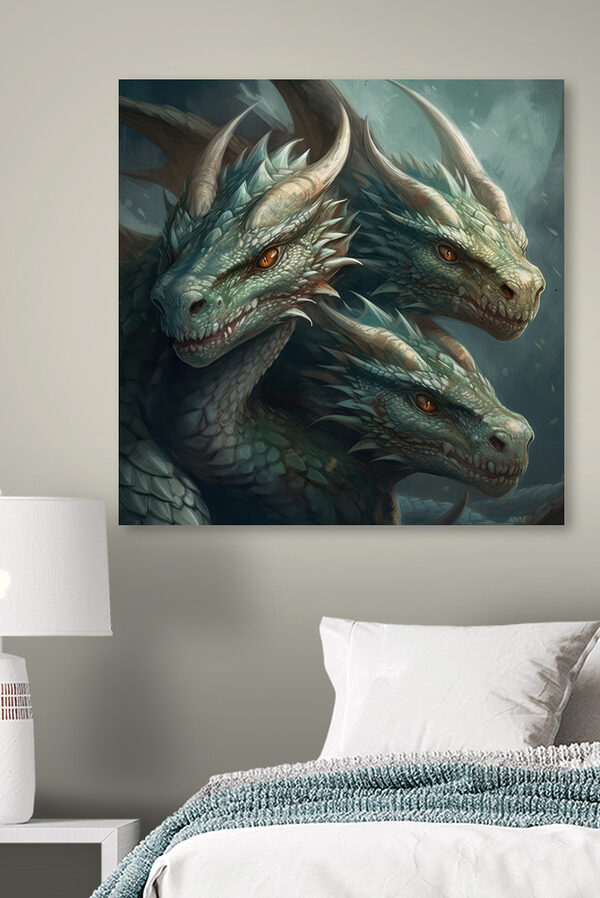 A group of dragons with sharp pointed horns