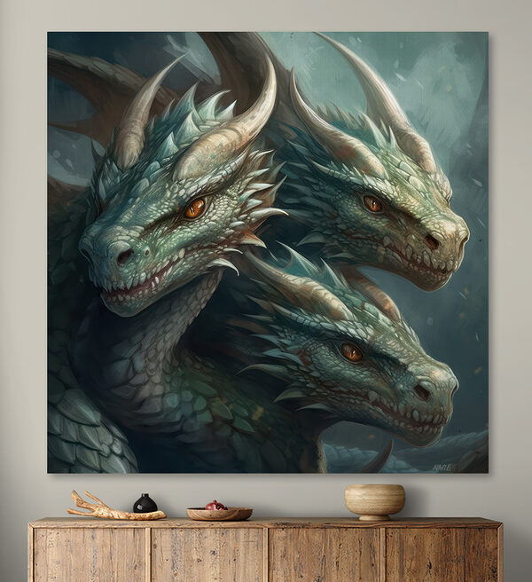 A group of dragons with sharp pointed horns