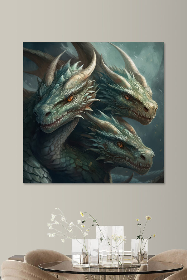 A group of dragons with sharp pointed horns
