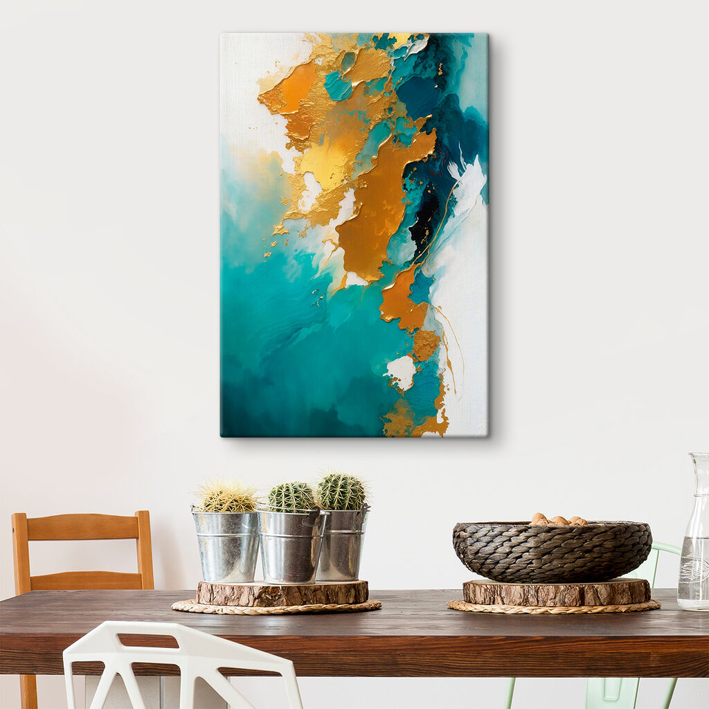 Abstract art with vibrant teal hues