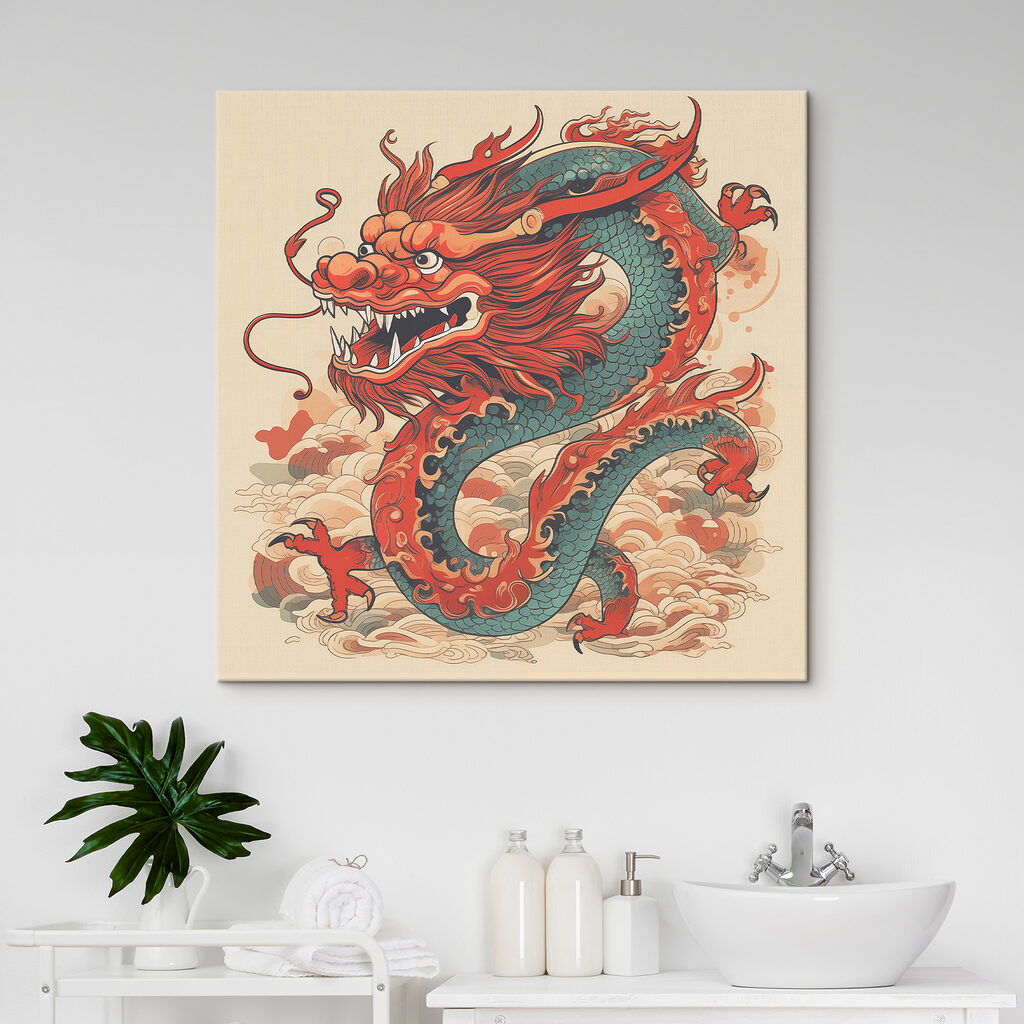 A dragon with a long tail A dragon with a long tail