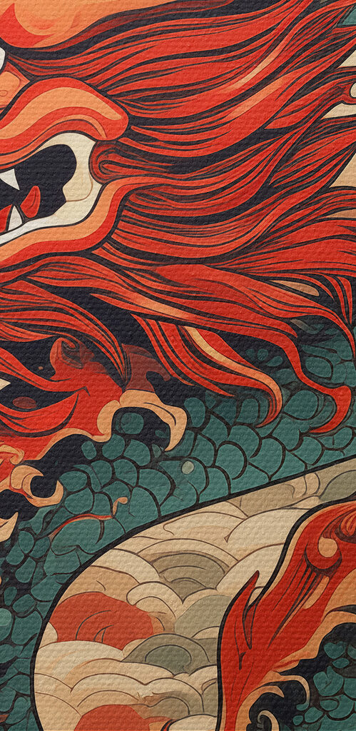 A dragon with a long tail A dragon with a long tail