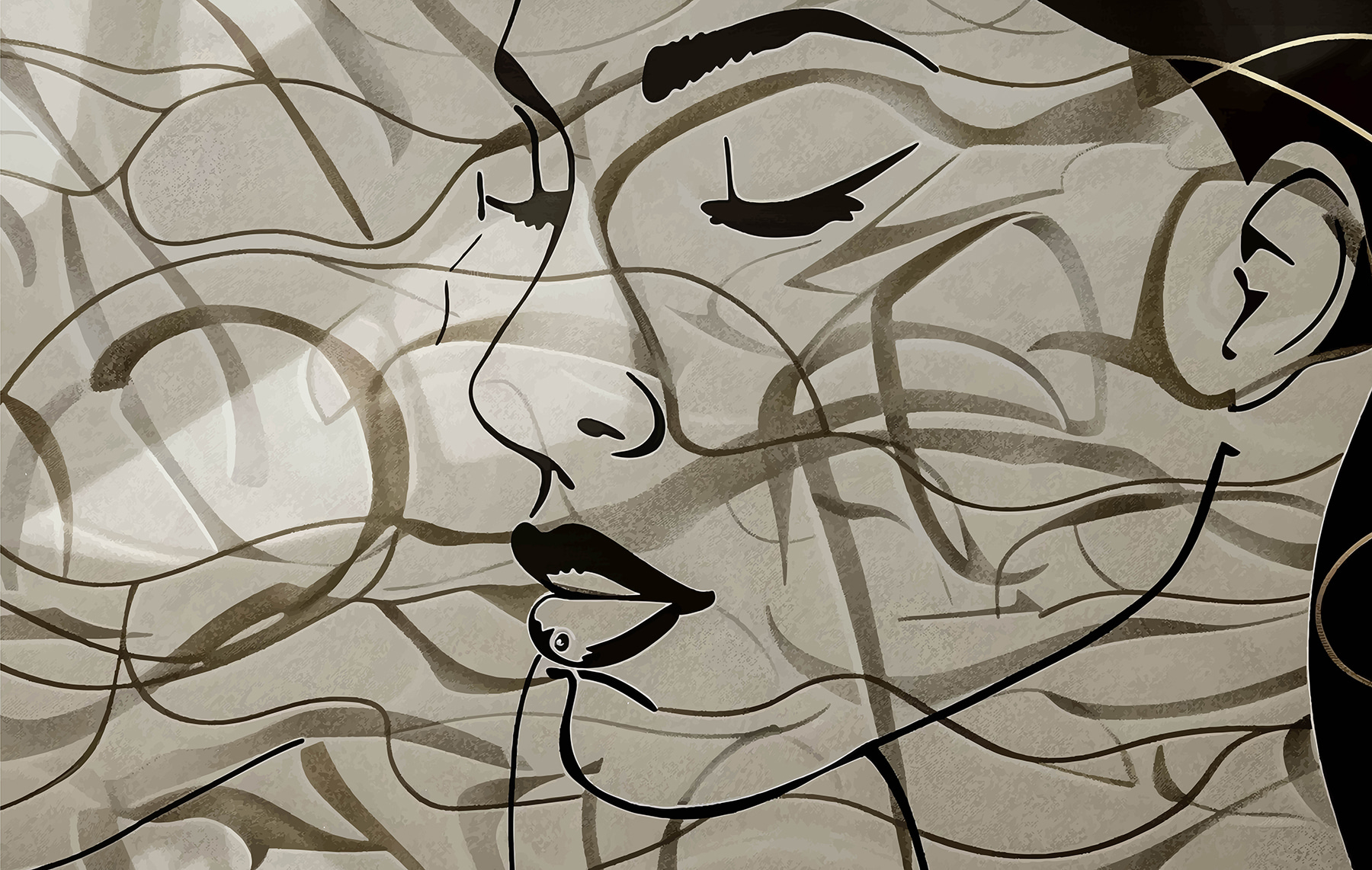 A drawing of a woman's face