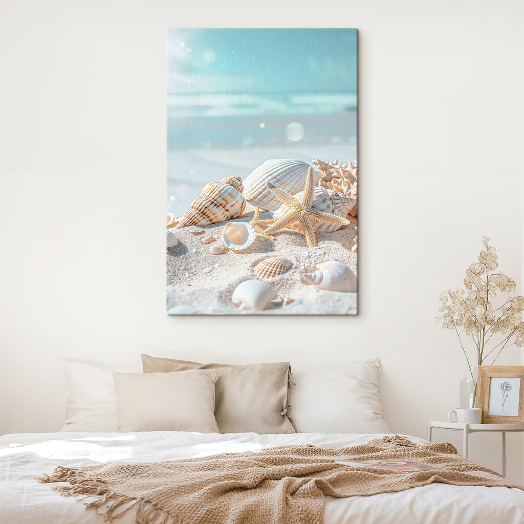 A group of shells and starfish on sand