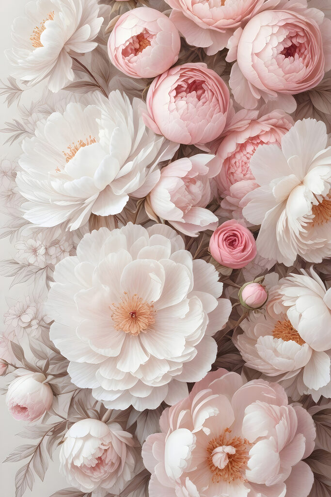 Group of white and pink flowers Group of white and pink flowers