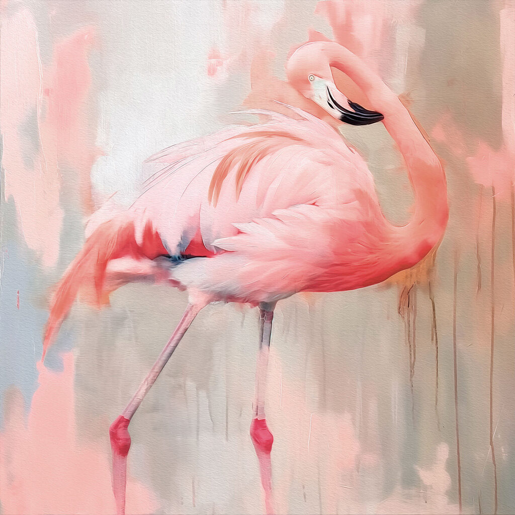 Pink flamingo with long legs
