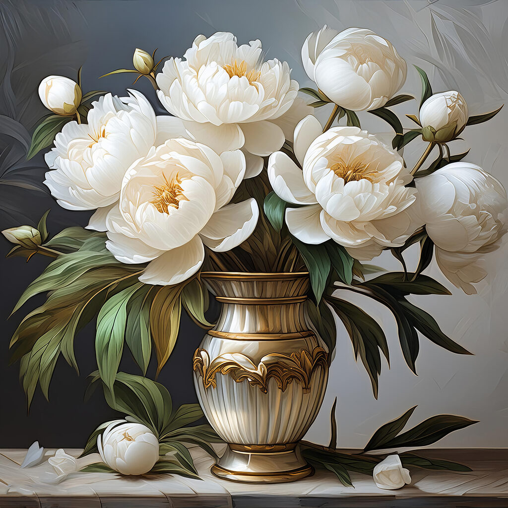Painting of flowers in a vase
