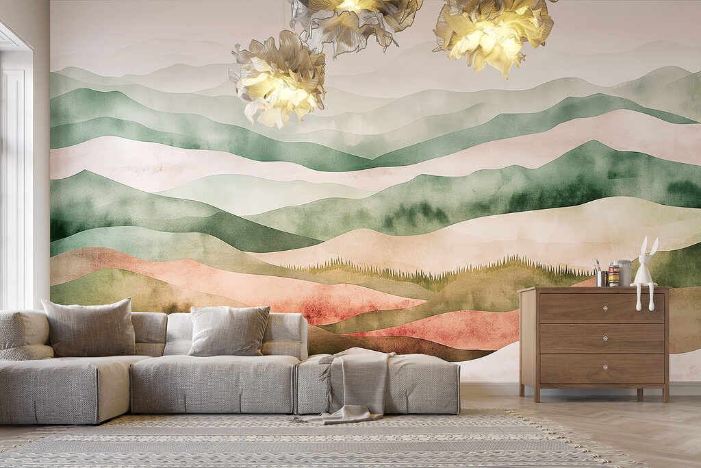 Landscape of hills with trees