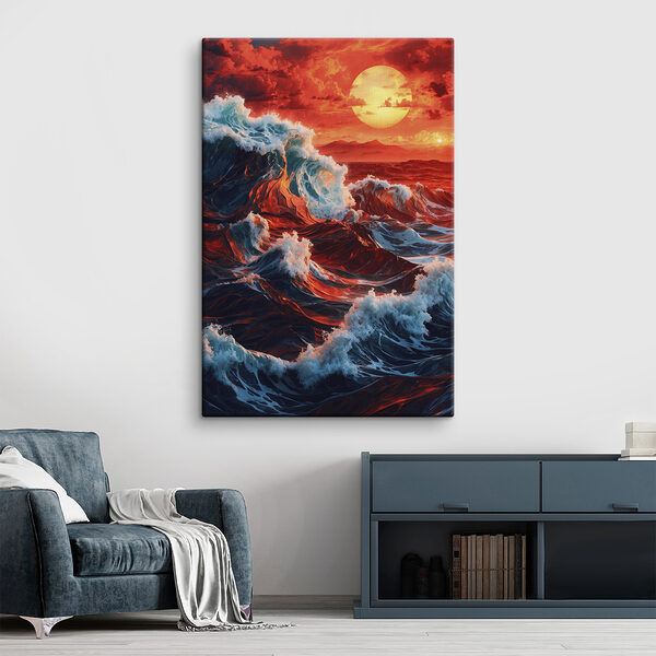 Waves in the ocean with a sunset Waves in the ocean with a sunset