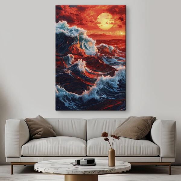 Waves in the ocean with a sunset Waves in the ocean with a sunset