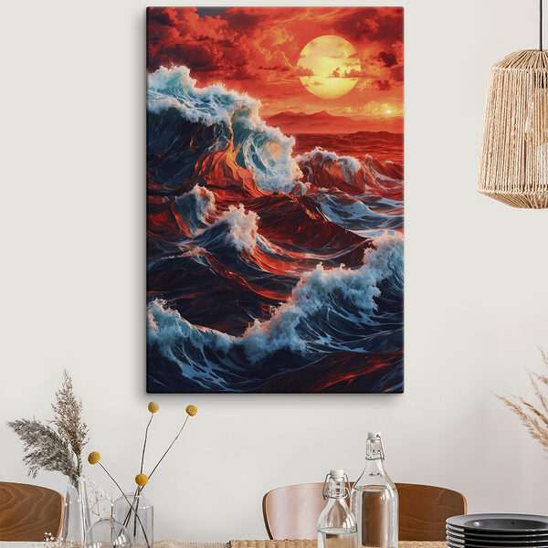 Waves in the ocean with a sunset Waves in the ocean with a sunset