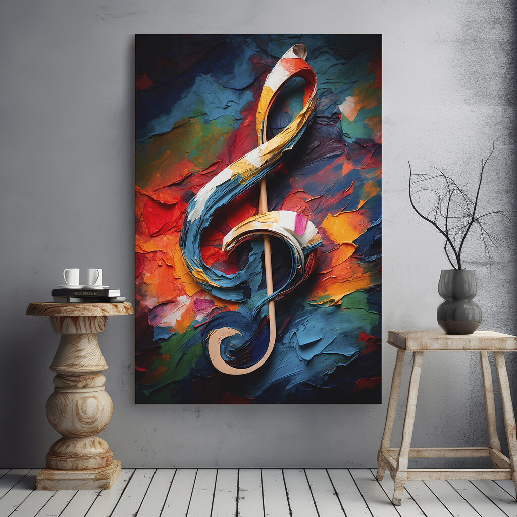 Colorful painted treble clef