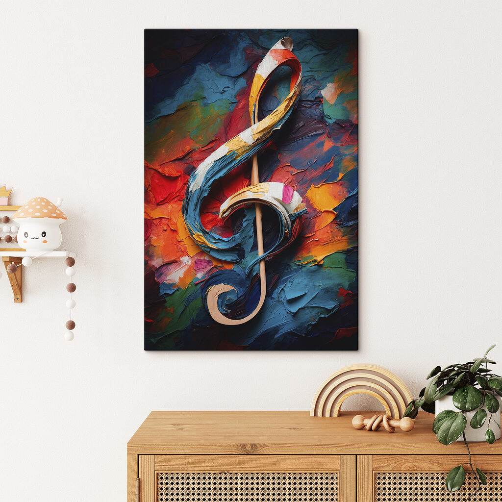 Colorful painted treble clef