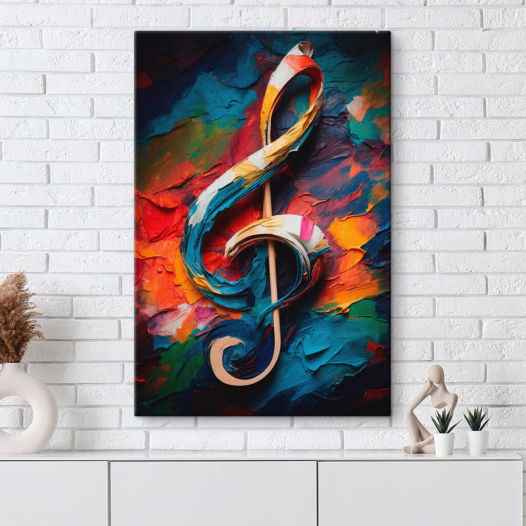 Colorful painted treble clef