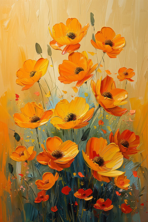 Painting of flowers on a canvas Painting of flowers on a canvas