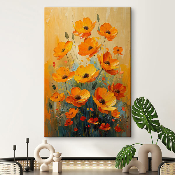 Painting of flowers on a canvas Painting of flowers on a canvas