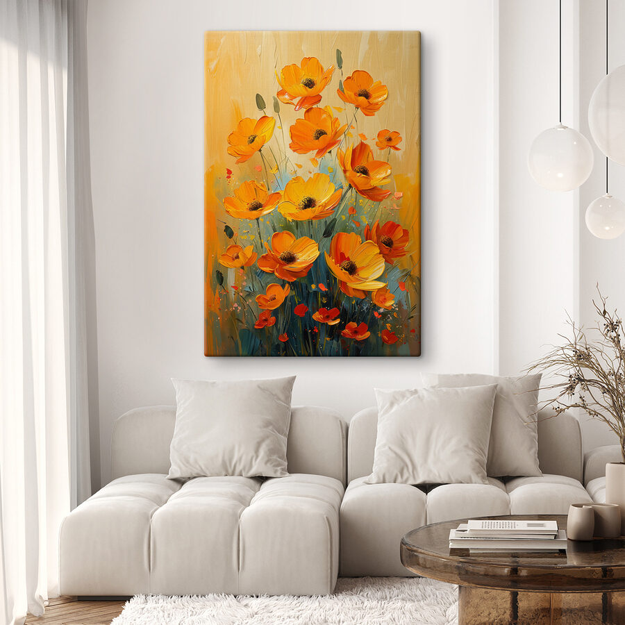 Painting of flowers on a canvas Painting of flowers on a canvas