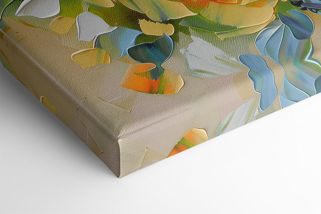 Painting of flowers on a canvas