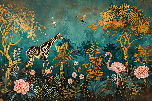 Painting of animals in a jungle Painting of animals in a jungle