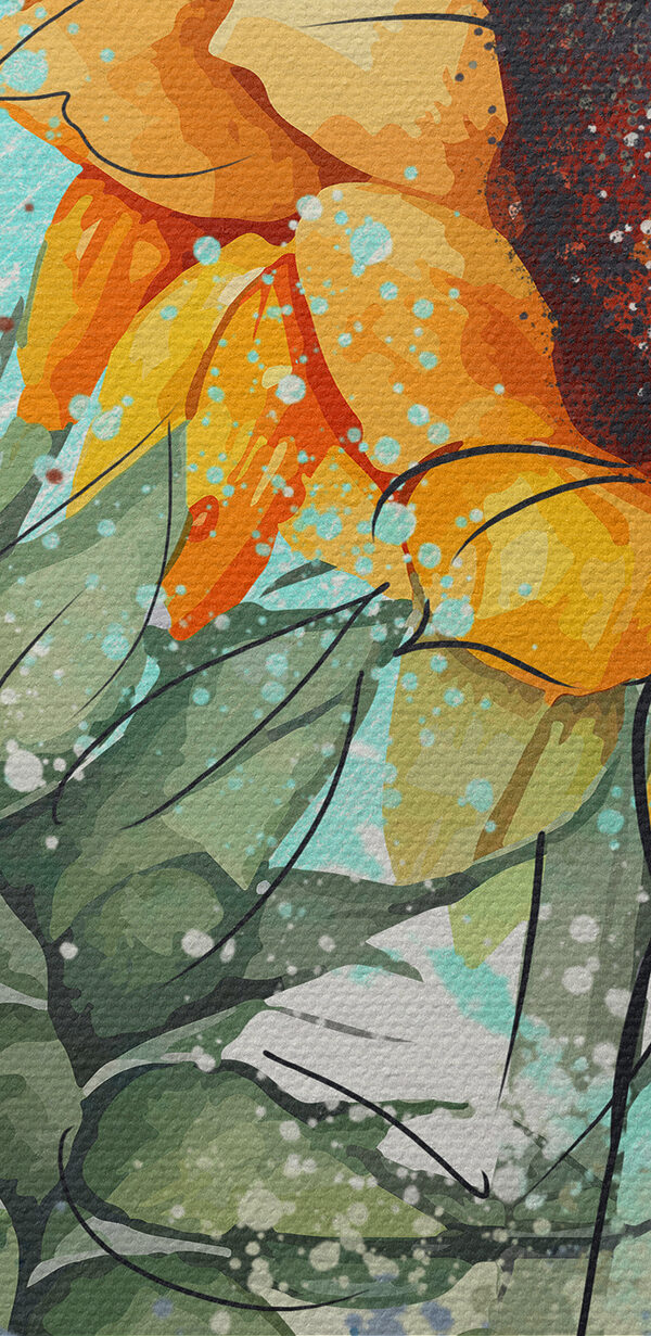 Painting of sunflowers on a white background Painting of sunflowers on a white background
