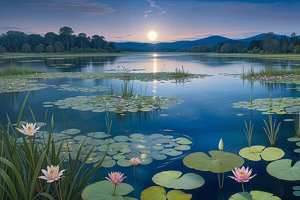 Lake with lily pads and lily pads Lake with lily pads and lily pads
