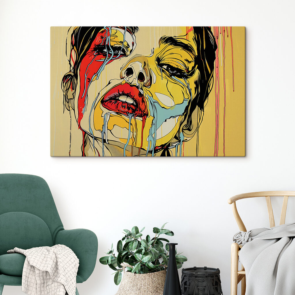 Painting of a woman crying Painting of a woman crying