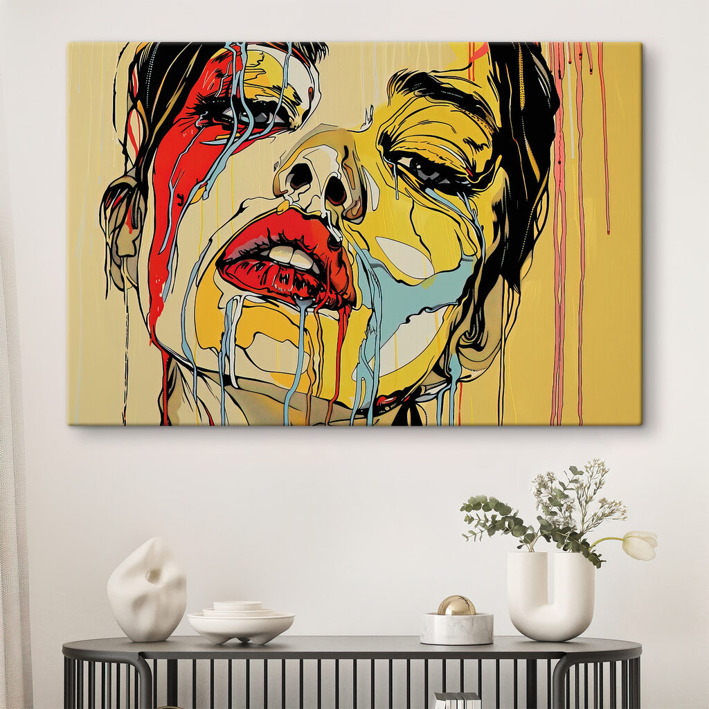 Painting of a woman crying Painting of a woman crying